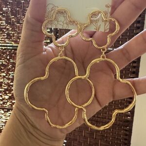 Gold Statement Clover Earrings